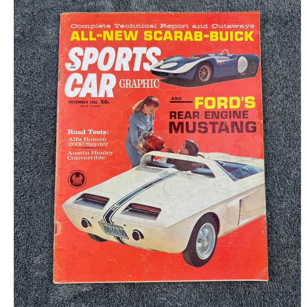 Sports Car Graphic December "62 Ford Rear Engine Mustang Scarab-Buick Alfa Romeo